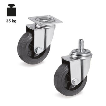 TR-51-S-Ruedas de goma termoplástica negra